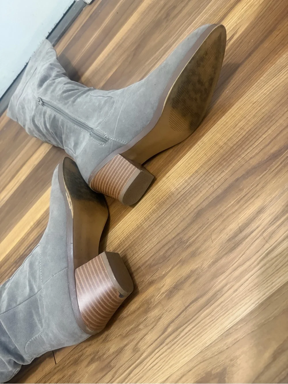 JustFab Over-the-Knee Suede Boots in Gray